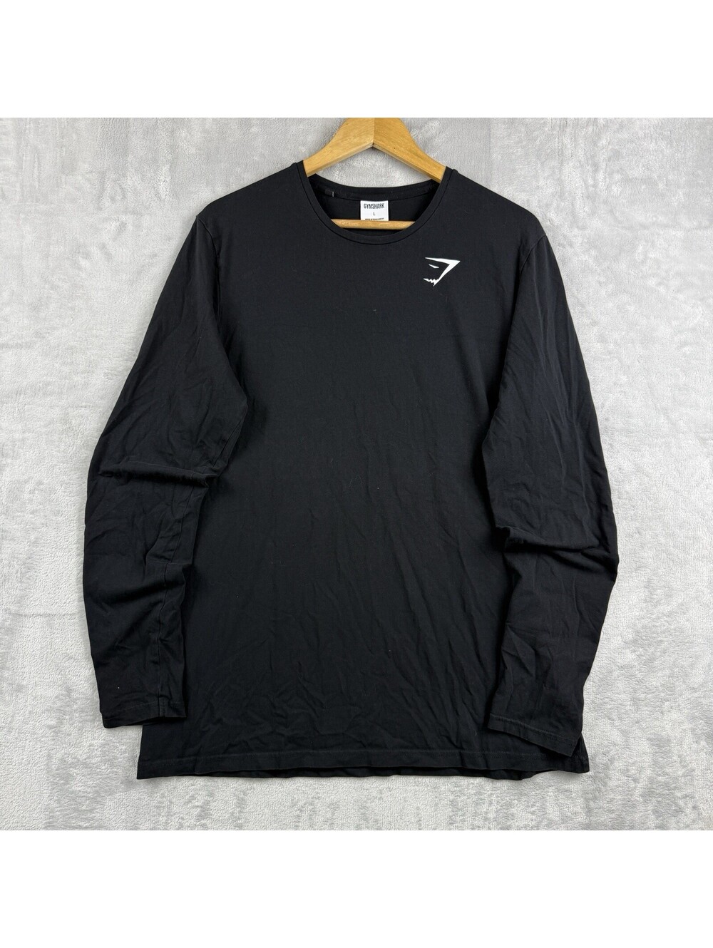Gymshark Black Long Sleeve Training Shirt Athletic Workout Logo Top Men L Sport